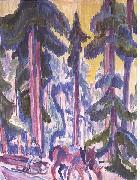 Ernst Ludwig Kirchner Wod-cart in forest oil painting